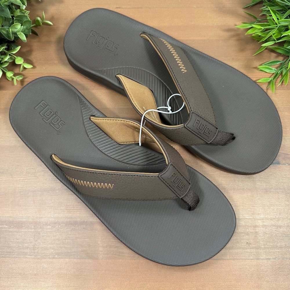 Flojos Men's Brown Flip Flop Sandals Size 12